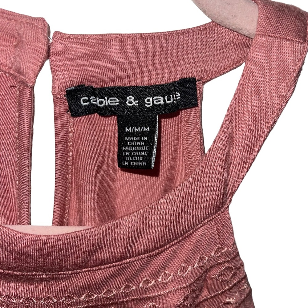CABLE GAUGE Mauve Tank it’s Aztec Embroidery M NWOT - Picture 9 of 12